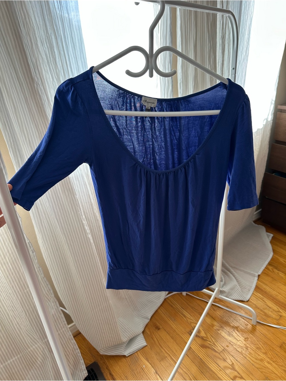 Y2K Dynamite Scoop Neck Short Sleeve Top - Cobalt Blue